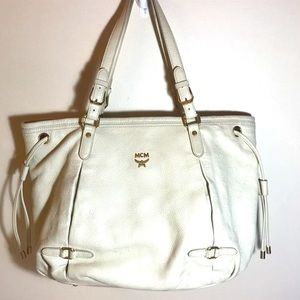 MCM White Tote With Zipper